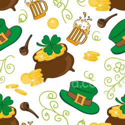 seamless Seamless 3D PBR Texture with St Patrick Cartoon Icons and Symbols texture 8k free download PBR