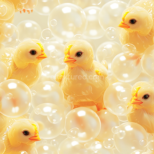 Seamless 3D Inflated Bubble PBR Texture with Soft Yellow and Creamy Highlights