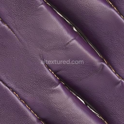 Seamless 3D PBR Texture of Purple Pebbled Leather with Soft Padding and Stitching