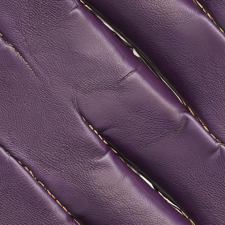 Purple Pebbled Leather with Soft Padding and Stitching seamless PBR texture preview