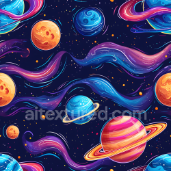 seamless Seamless 3D Space PBR Texture Featuring Cartoon Planets & Cosmic Clouds texture 8k free download PBR