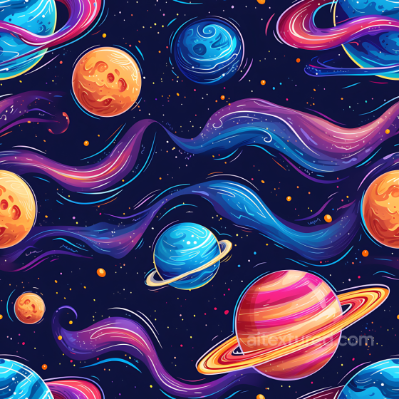 Space PBR Texture Featuring Cartoon Planets & Cosmic Clouds Star, space, planets texture preview