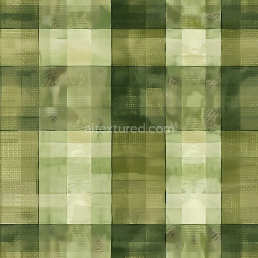 Seamless 3D PBR Texture of Green Plaid Fabric with Faded Pattern