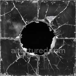 seamless Seamless 3D Cracked Glass PBR Texture Featuring Central Circular Hole and Fractured Web Pattern texture 8k free download PBR
