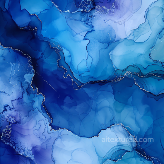 Alcohol Ink PBR Texture Featuring Deep Blue Fluid Swirls and Subtle Metallic Veins Alcohol ink texture preview