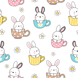 seamless Seamless 3D PBR Texture Featuring Adorable Bunnies in Colorful Teacups texture 8k free download PBR