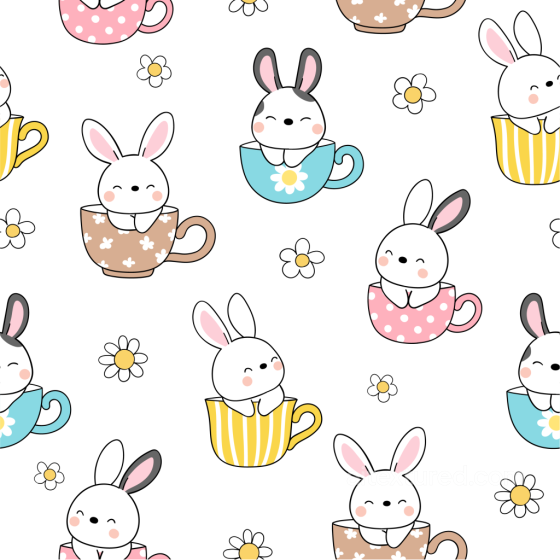 Featuring Adorable Bunnies in Colorful Teacups All Easter Digital paper texture preview