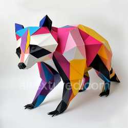 seamless Seamless 3D PBR Texture of Origami-Style Colorful Badger with Geometric Facets texture 8k free download PBR