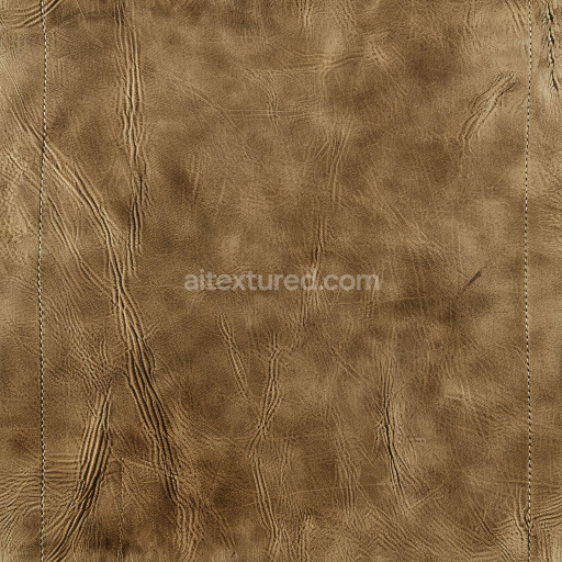 Seamless 3D PBR Worn Tan Leather Texture Featuring Wrinkles and Stitched Seams