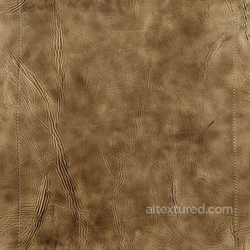 Worn Tan Leather Texture Featuring Wrinkles and Stitched Seams seamless Leather PBR texture