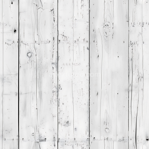 Seamless 3D PBR Texture of White Painted Rustic Wood Planks with Weathered Grain and Knots