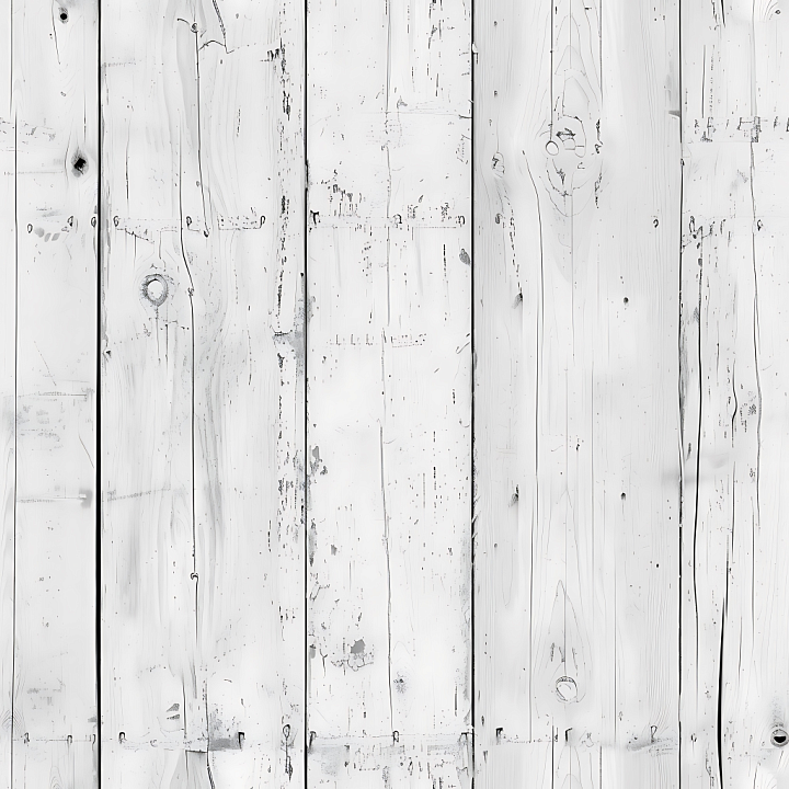 White Painted Rustic Wood Planks with Weathered Grain and Knots seamless PBR texture preview