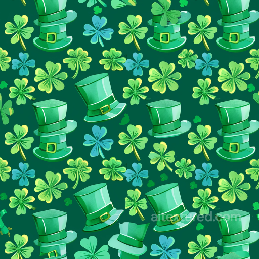 Featuring St Patrick's Green Hats and Shamrocks seamless St patrick digital paper bundle PBR texture