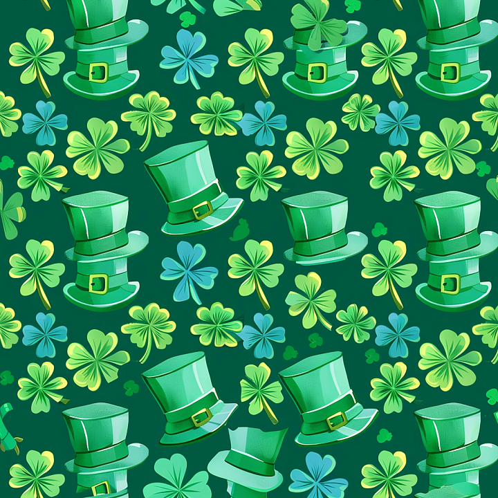 Featuring St Patrick's Green Hats and Shamrocks seamless PBR texture preview