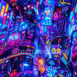 seamless Seamless 3D PBR Graffiti Texture Featuring Vibrant Neon Urban Mural texture 8k free download PBR