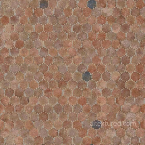 Dusty Hexagonal Orange Terracotta Tiles | Free PBR Tile texture preview