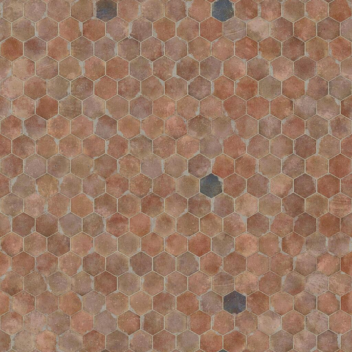 Dusty Hexagonal Orange Terracotta Tiles seamless PBR texture preview