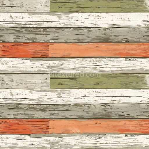 Seamless 3D PBR Texture of Painted, Distressed Wood Planks with Rustic Colors