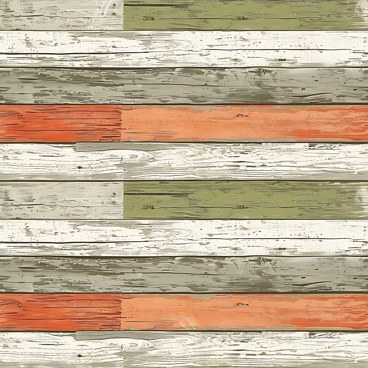 Painted, Distressed Wood Planks with Rustic Colors seamless PBR texture preview