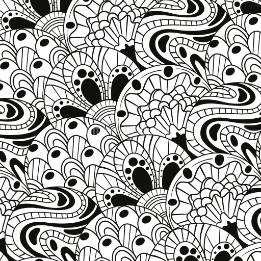 Seamless 3D PBR Texture with Intricate Black and White Abstract Floral Patterns