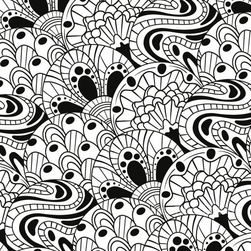 with Intricate Black and White Abstract Floral Patterns seamless White & Black PBR texture
