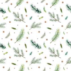 Pattern Bundle - Seamless 3D Pattern PBR Texture Featuring Watercolor Pine Branches and Decorative Stars texture preview