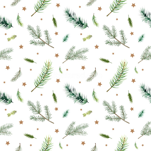 Pattern Bundle - Seamless 3D Pattern PBR Texture Featuring Watercolor Pine Branches and Decorative Stars texture preview