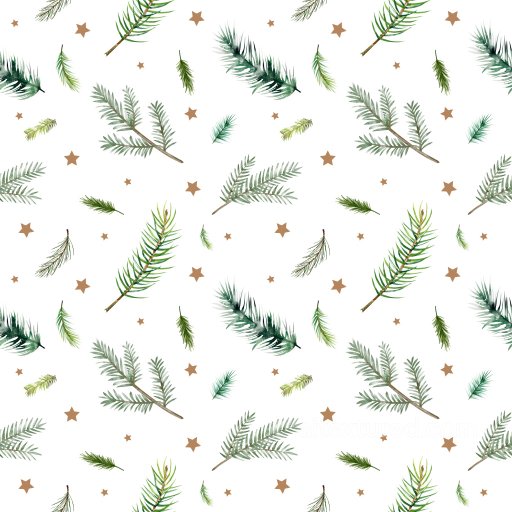Pattern PBR Texture Featuring Watercolor Pine Branches and Decorative Stars seamless Pattern Bundle PBR texture