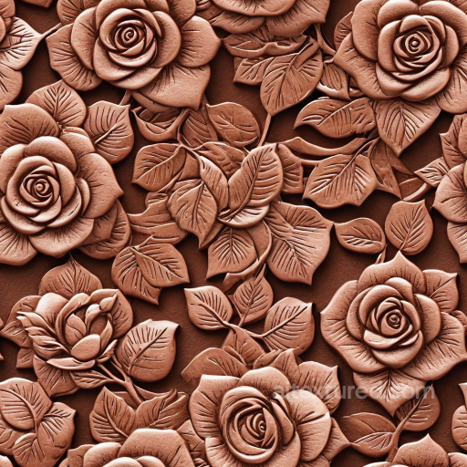 embossed floral brown leather PBR texture with detailed roses and leaves seamless Leather PBR texture