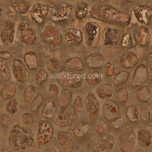 Rock Embedded Concrete — Embedded Concrete Wall Cracked Discolored Concrete — PBR seamless 3D texture