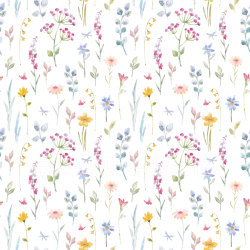 seamless Seamless 3D PBR Texture of Delicate Watercolor Wild Flower Pattern in Soft Pastels texture 8k free download PBR