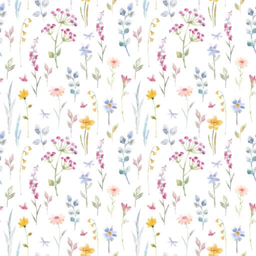 Delicate Watercolor Wild Flower Pattern in Soft Pastels Seamless Texture seamless Wild Flower PBR texture