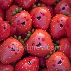 seamless Seamless 3D Inflated PBR Texture Featuring Glossy Red Strawberries with Cartoon Faces texture 8k free download PBR