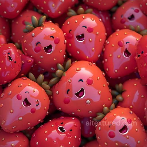 Inflated Strawberry PBR Texture with Glossy Red Puffy Cells seamless Inflated PBR texture