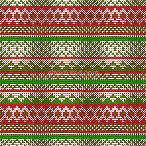 Seamless 3D PBR texture of festive red, green, and white knitted Christmas sweater pattern