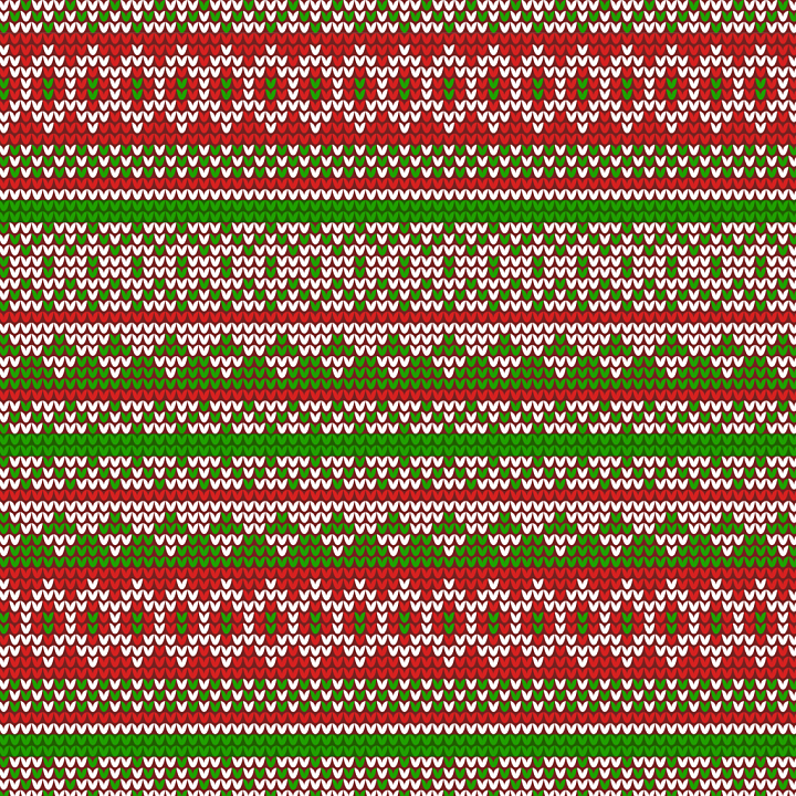 Festive Knit Fabric with Red, Green and White Pattern seamless PBR texture preview