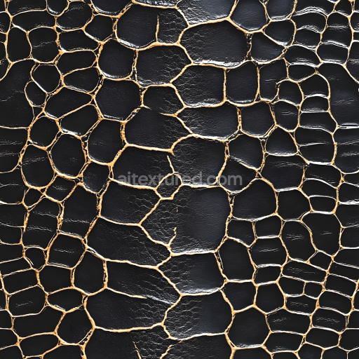 Seamless 3D Skin PBR Texture Featuring Cracked Dark Surface with Deep Crevices