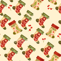 seamless Seamless 3D PBR Christmas Vintage Fabric Texture Featuring Festive Stockings and Holly Berries texture 8k free download PBR
