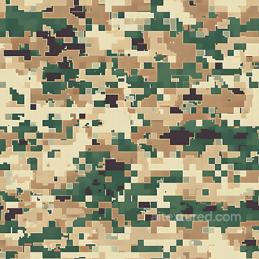 Digital Desert Camouflage PBR Texture with Pixelated Blocks and Earth Tones seamless Color Camouflage PBR texture