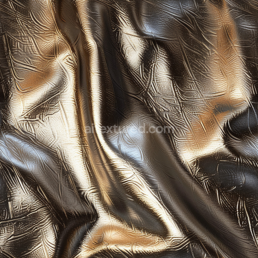 Seamless 3D Metallic Crackled Leather PBR Texture with Wrinkled Surface and Reflective Finish
