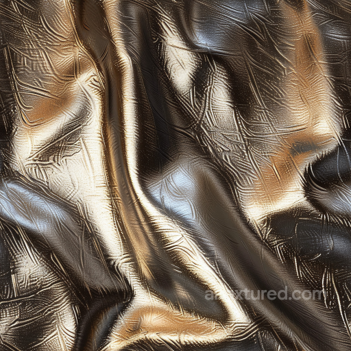 Metallic Crackled Leather PBR Texture with Wrinkled Surface and Reflective Finish seamless Leather PBR texture