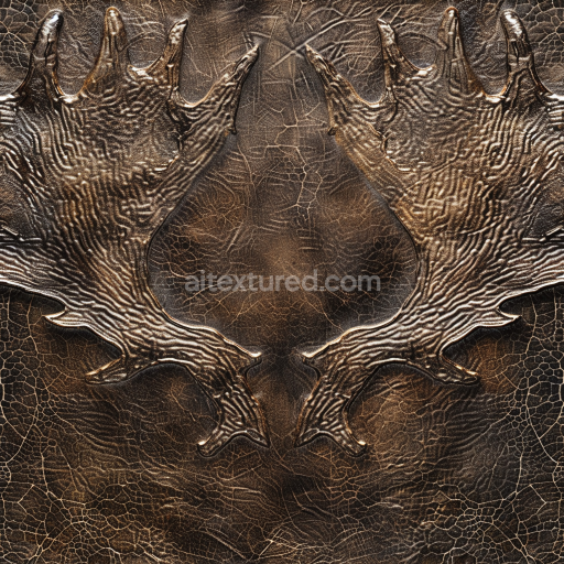 Seamless 3D embossed distressed brown leather PBR texture with complex grain