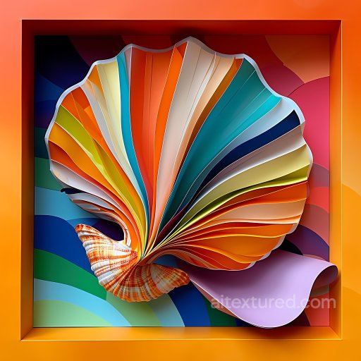 Animal - Seamless 3D PBR Texture of Colorful Clam Shell with Origami-Style Curved Folds texture preview