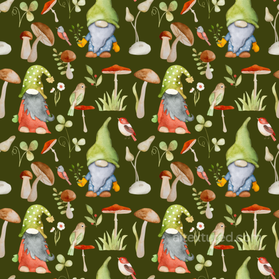 St Patrick Texture of Green-Capped Gnomes with Mushrooms St patrick texture preview