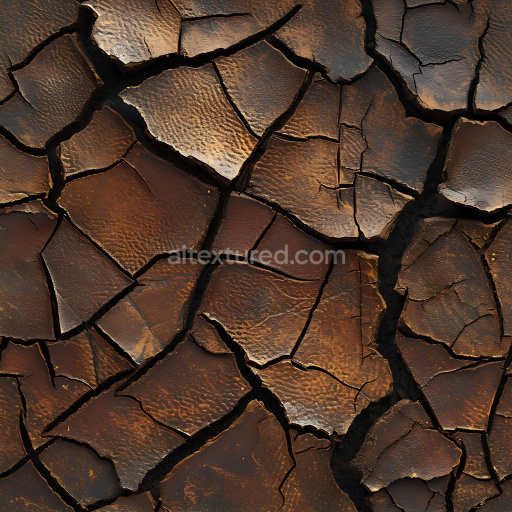 Seamless 3D PBR Cracked Dry Earth Texture Featuring Deep Brown, Jagged Fractures and Rough Surface