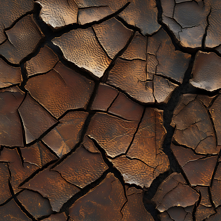 Cracked Dry Earth Featuring Deep Brown, Jagged Fractures and Rough Surf… seamless PBR texture preview