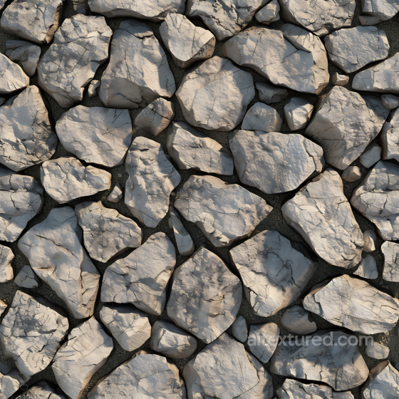 cracked stone wall PBR texture with rugged light gray rocks Stone texture preview