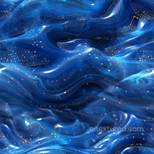 Seamless 3D PBR Texture of Glossy Blue Swirling Surface with Sparkling Particles texture preview
