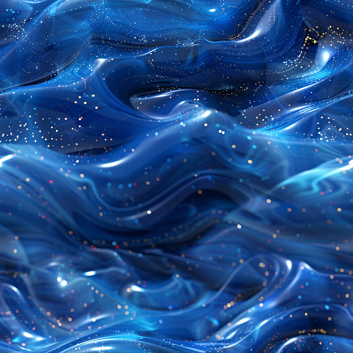 Glossy Blue Swirling Surface with Sparkling Particles seamless PBR texture preview