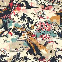 seamless Seamless 3D PBR Graffiti Texture Featuring Colorful Dinosaur Art and Urban Street Style texture 8k free download PBR